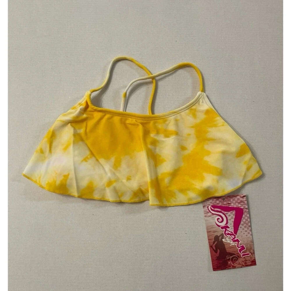 Kanu Surf Girls' Alania Flounce Bikini Size 8 Yellow New With Tag